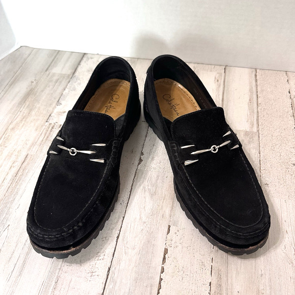 Cole Haan 9 M Mens Shoes Loafers Black Suede Horsebit Driving Loafers Comfort